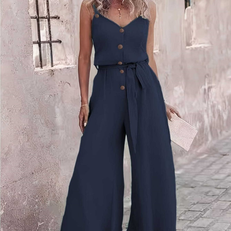 EaseLuxe™ ButtonFlow Jumpsuit