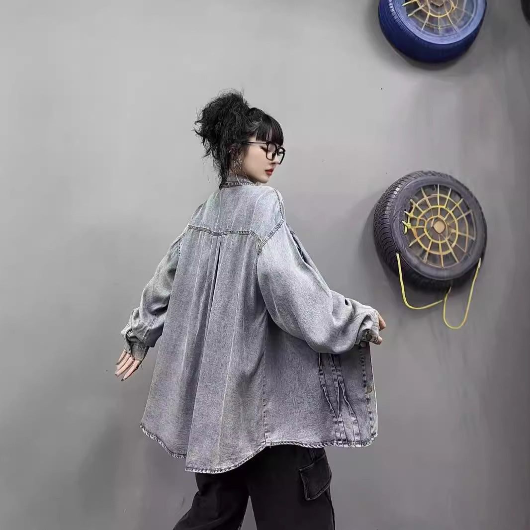 Korean Style Sense Of Design Washed Fabric Shirt