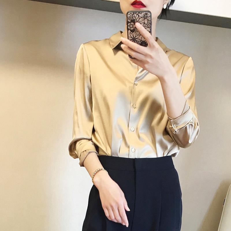 Satin Real Silk Shirt Elegant High-end
