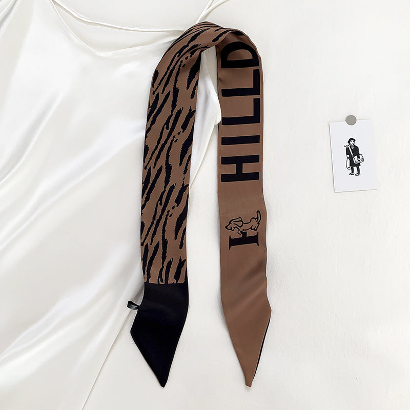 Double-sided Small Streamer Women Long Silk Scarf