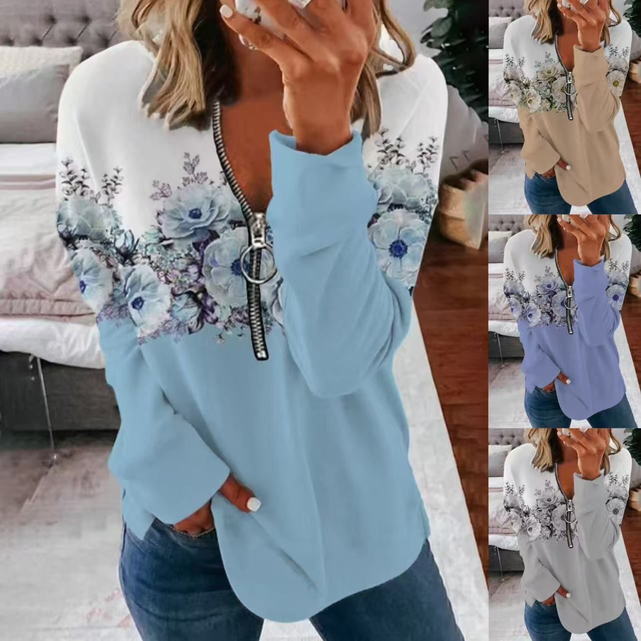 BloomEase Zippered Pullover Sweater