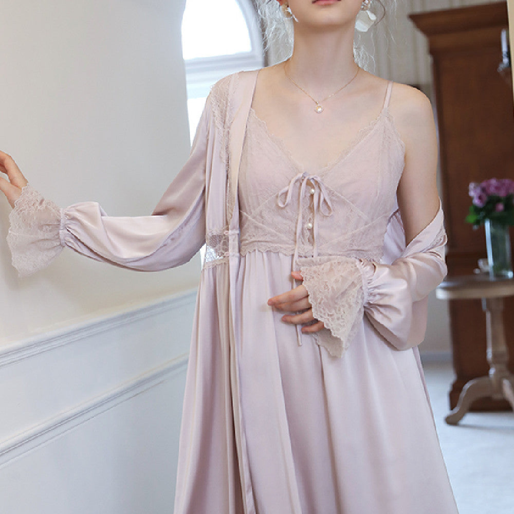 Women's Sexy Ice Silk Suspender Pajamas