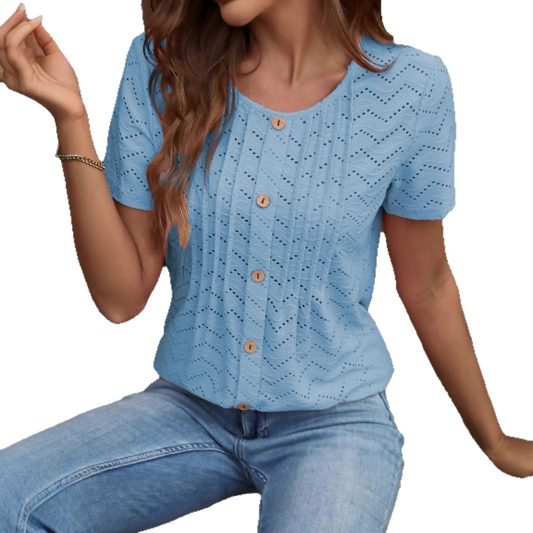 EuraBreeze Pleated Button Top