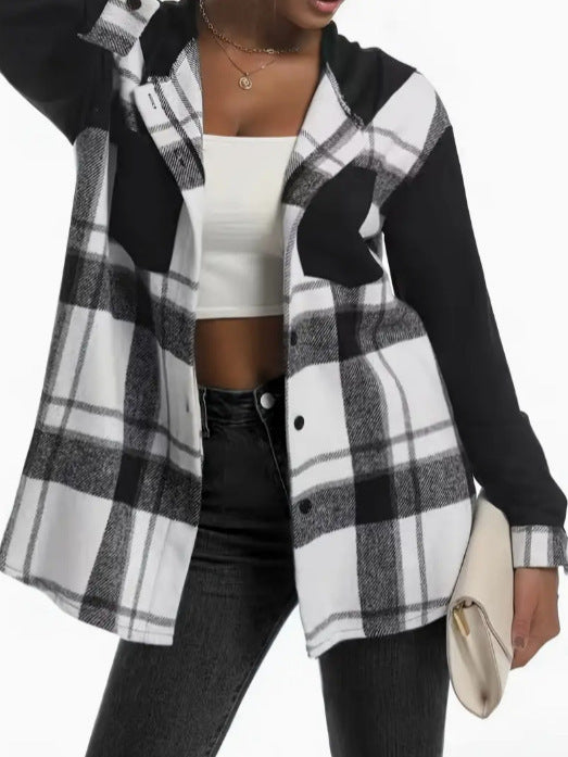 PlaidEase Hooded Button Coat