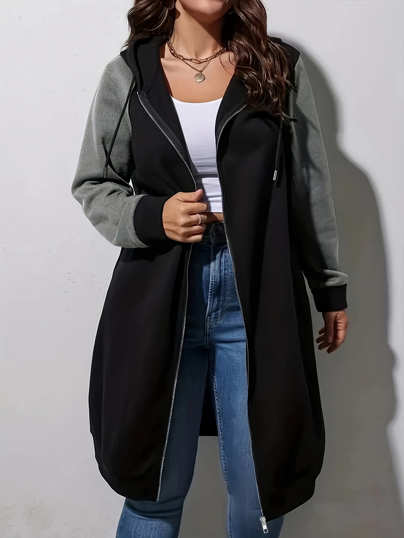 GraceFlow Long Hooded Sweatshirt Coat