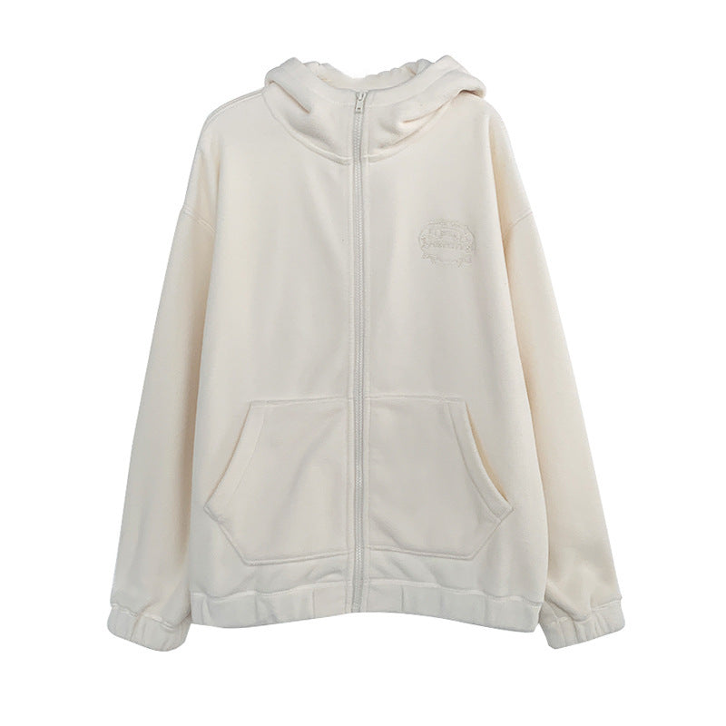 EmbroiWarm Hooded Fleece Coat