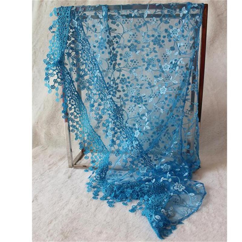 Fashion Hollow Lace Rose Burnt Triangle Silk Scarf