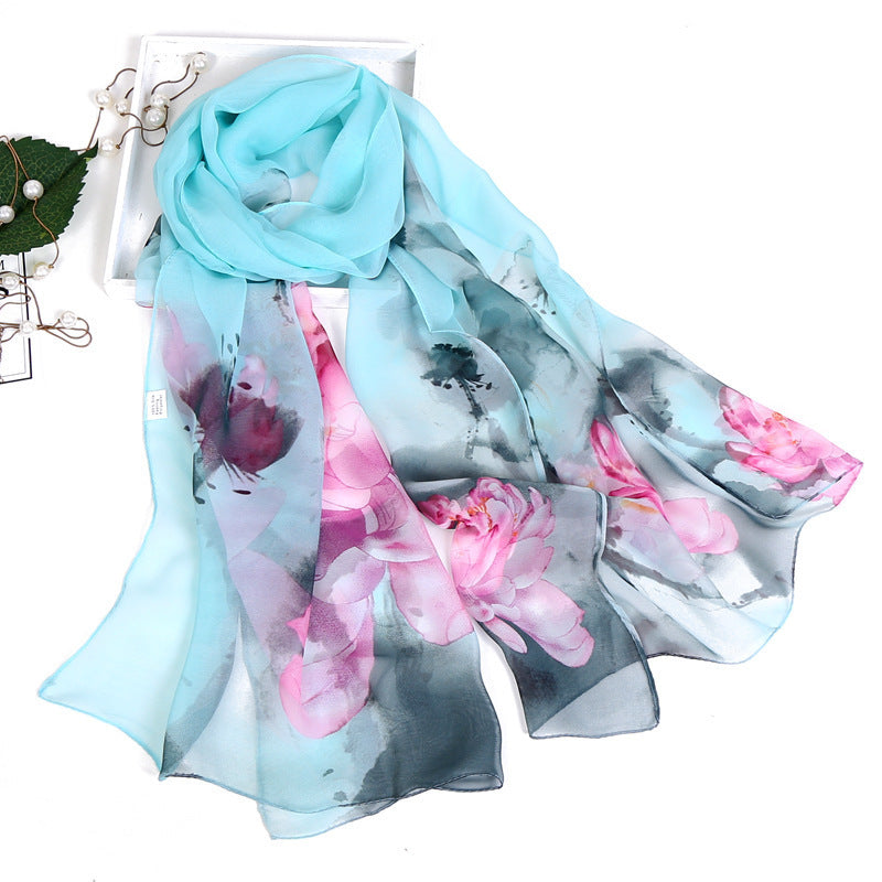 Summer Sunscreen Simulation Silk Beach Towel All-match Scarf
