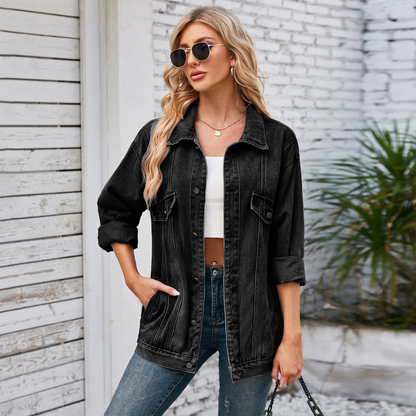 IndigoEase Washed Denim Coat