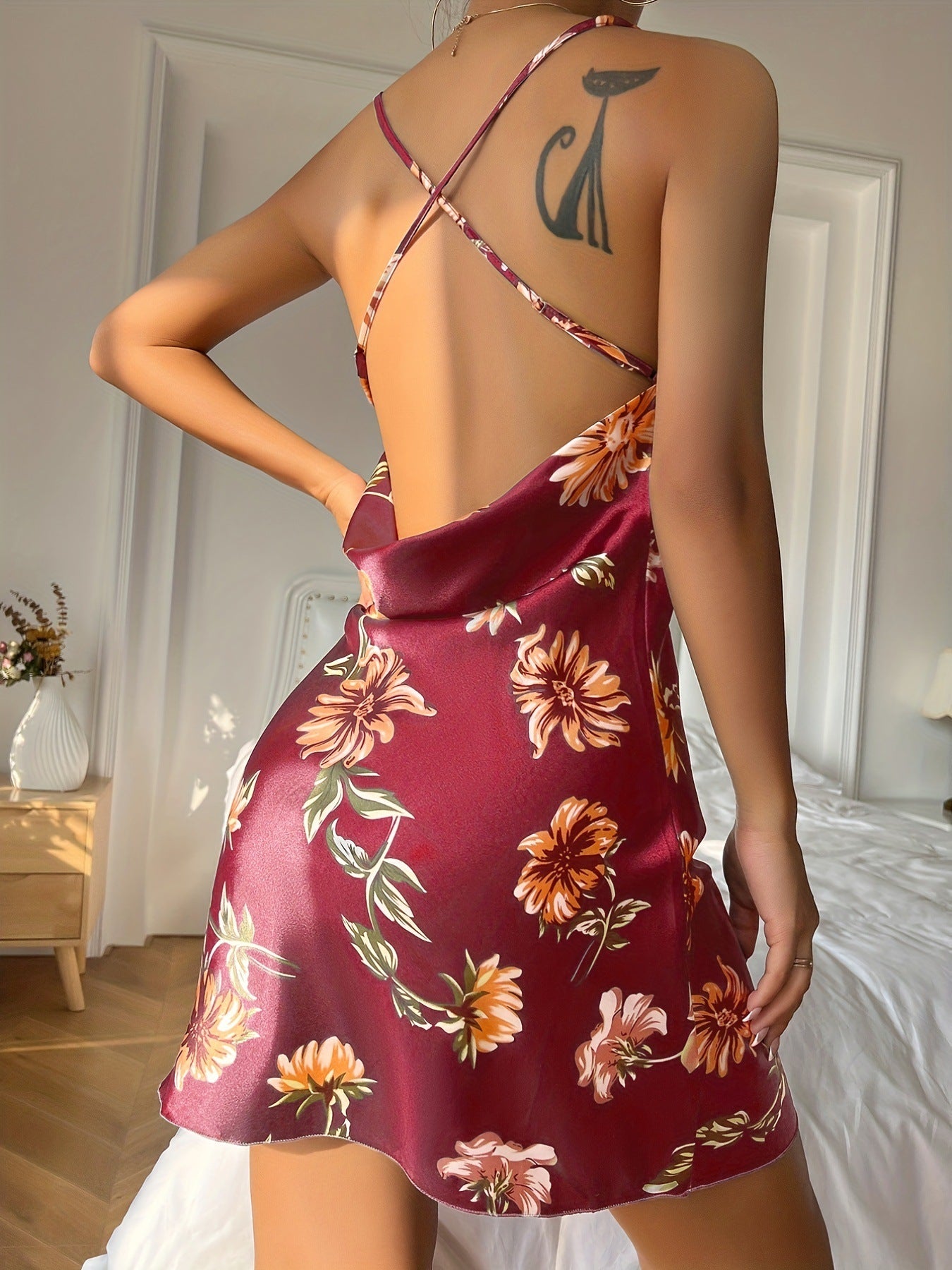 Ice Silk Temptation Backless Strap Nightdress