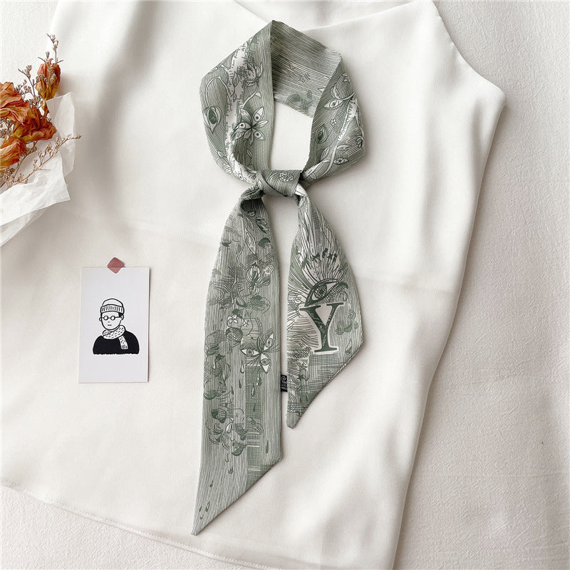 Women's Fashion Creative Letters Silk Scarf
