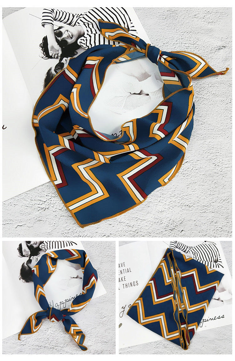 Decorative Printed Triangle Small Silk Scarf