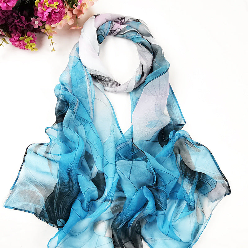 Summer Women's Sunscreen Long Silk Scarf