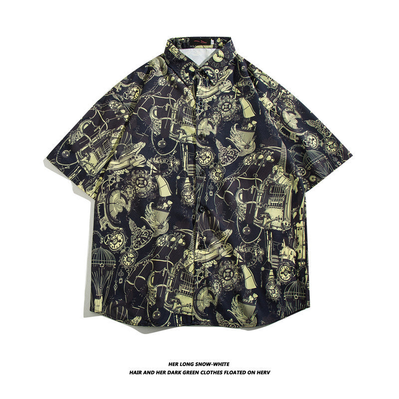 Hawaiian Ice Silk Short Sleeve Shirt Men