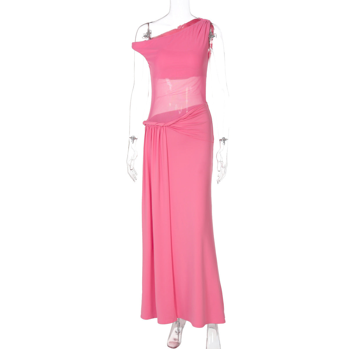 Elysian Curve Mesh One-Shoulder Dress