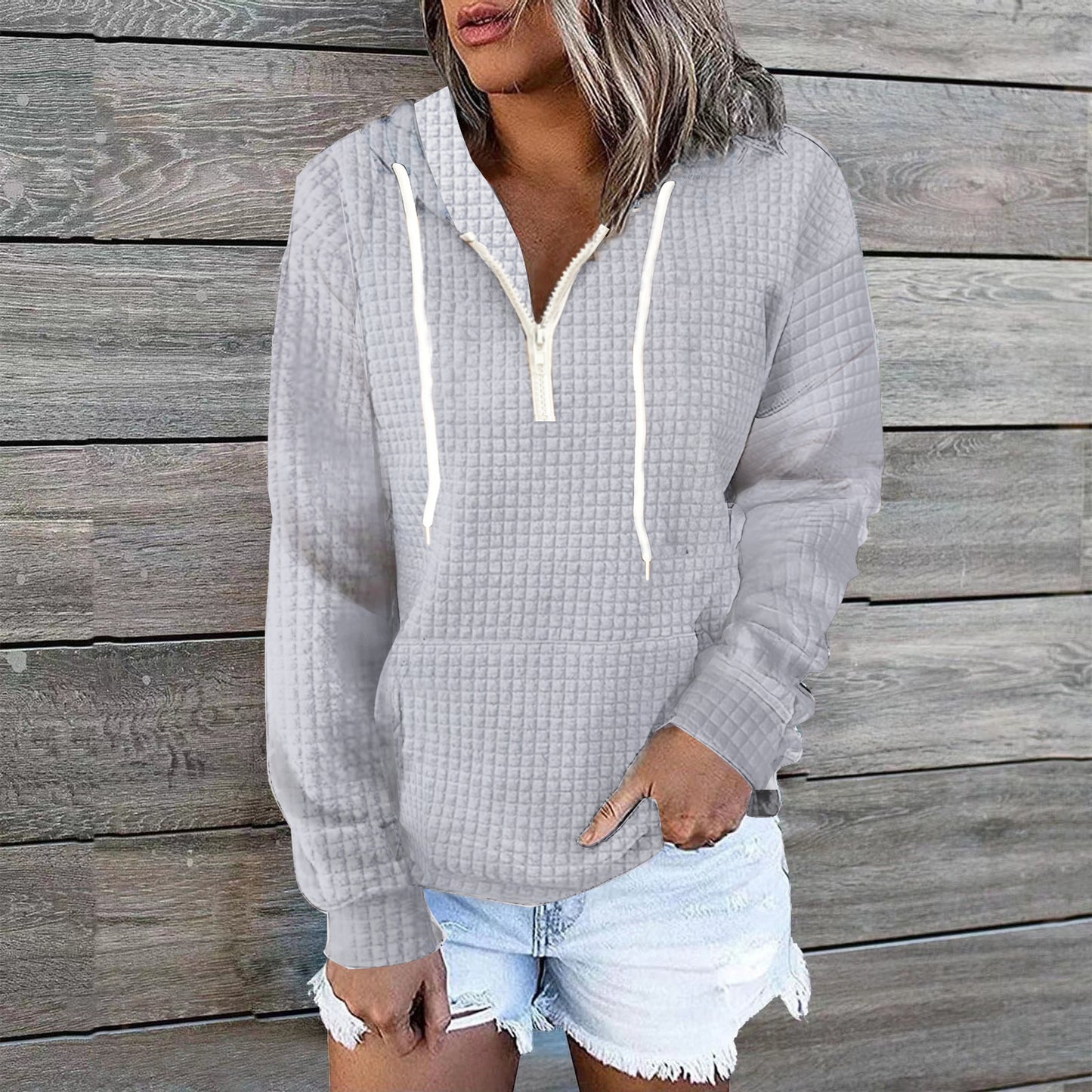 CozyWaffle Knit Hoodie Coat