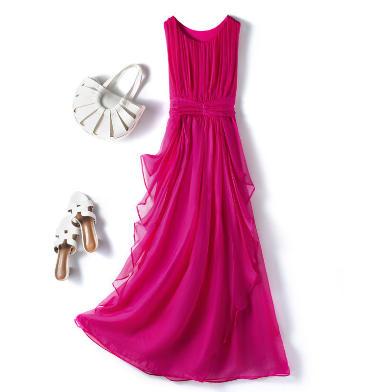 Temperament Silk Vest Long Skirt