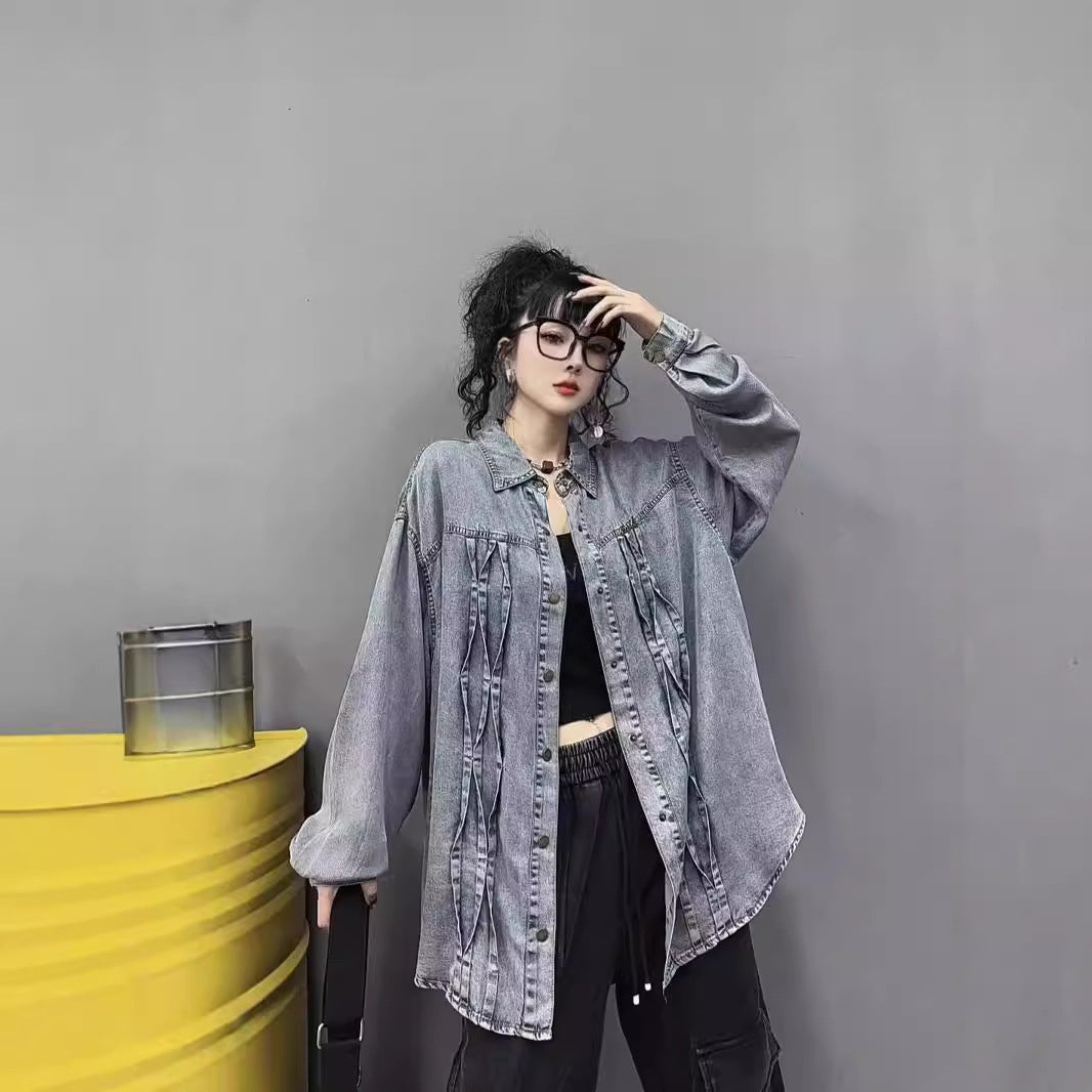 Korean Style Sense Of Design Washed Fabric Shirt