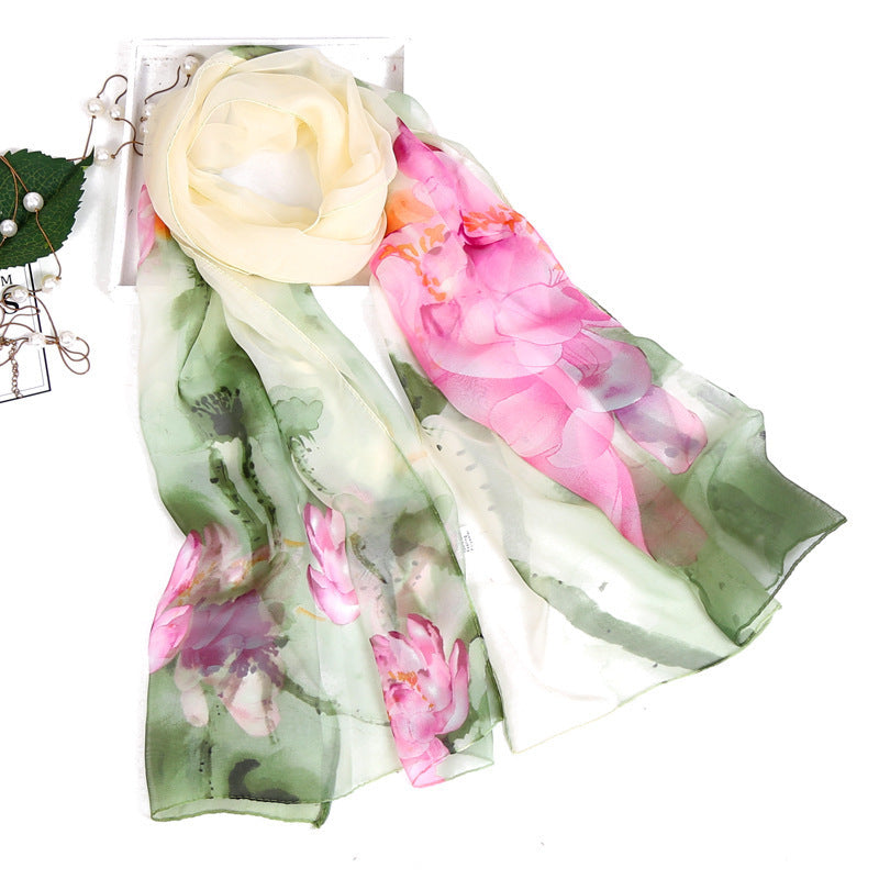 Summer Sunscreen Simulation Silk Beach Towel All-match Scarf