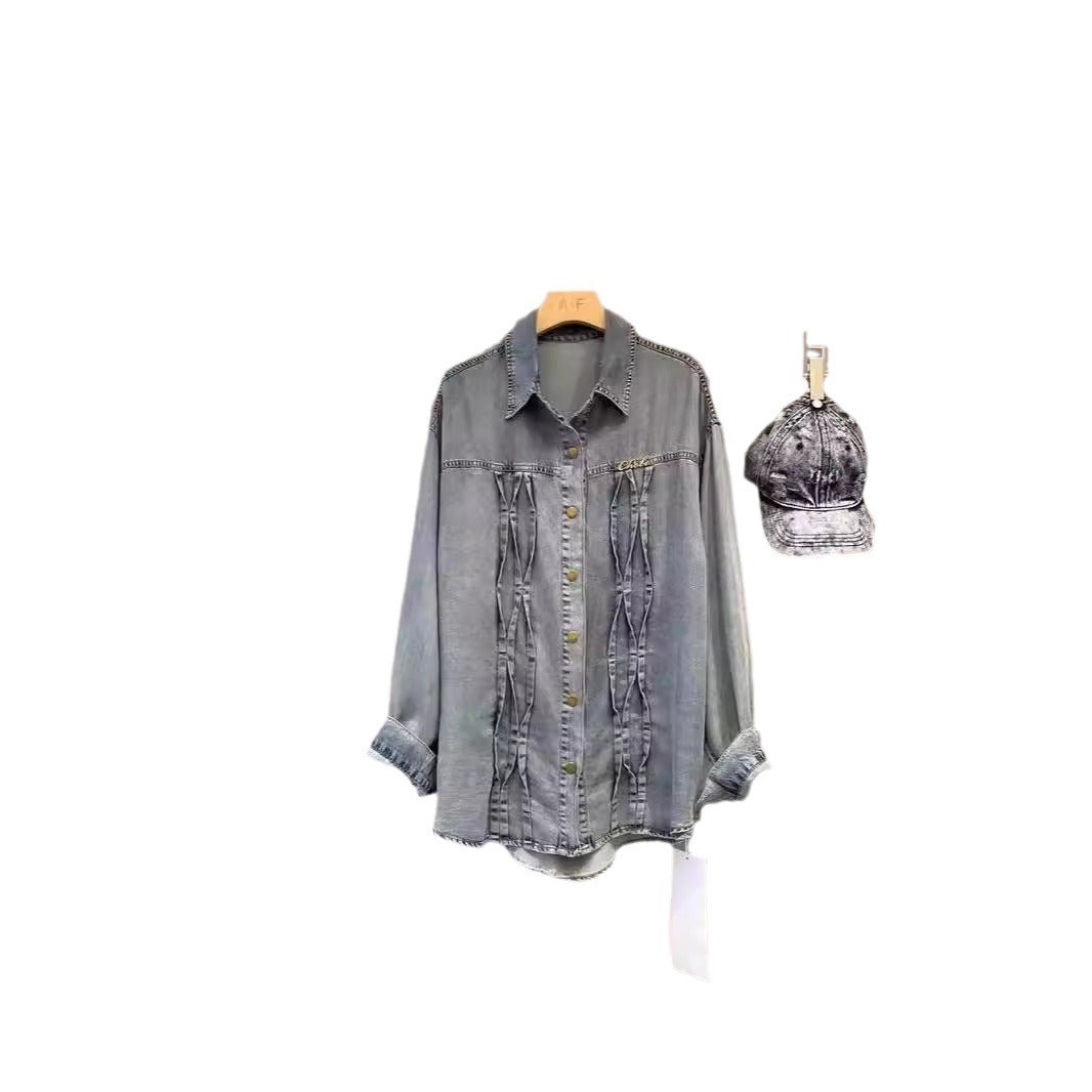 Korean Style Sense Of Design Washed Fabric Shirt