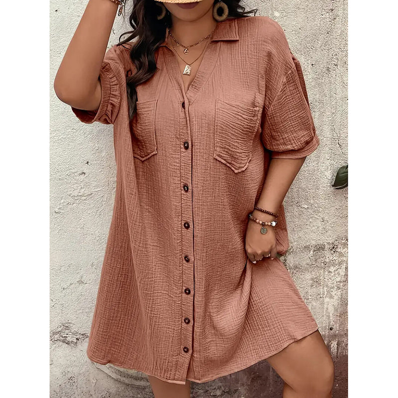 Coastal Ease Cotton Shirt Dress