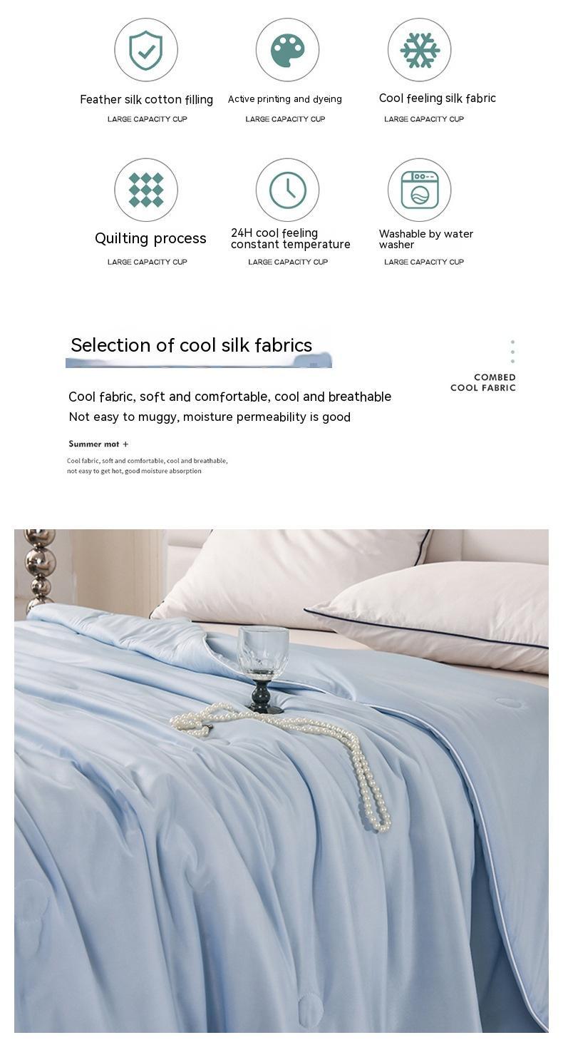 Cool Silk Ice Cream Summer Quilt Pure Color Ice Silk Airable Cover