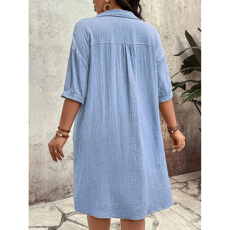 Coastal Ease Cotton Shirt Dress