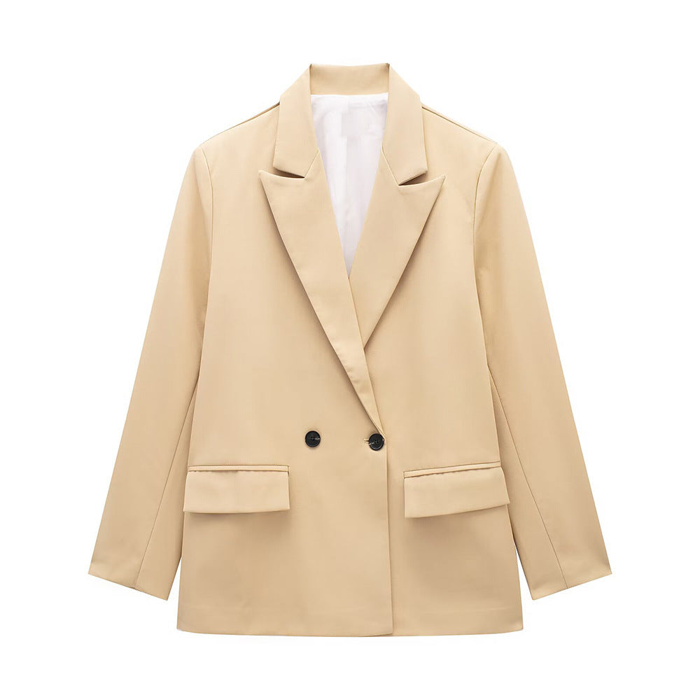 VividEase Double-Breasted Commuter Jacket