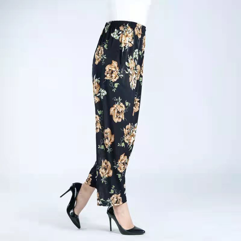 Women's Fashion Loose Casual Ice Silk Stretch Nine-quarter Pants