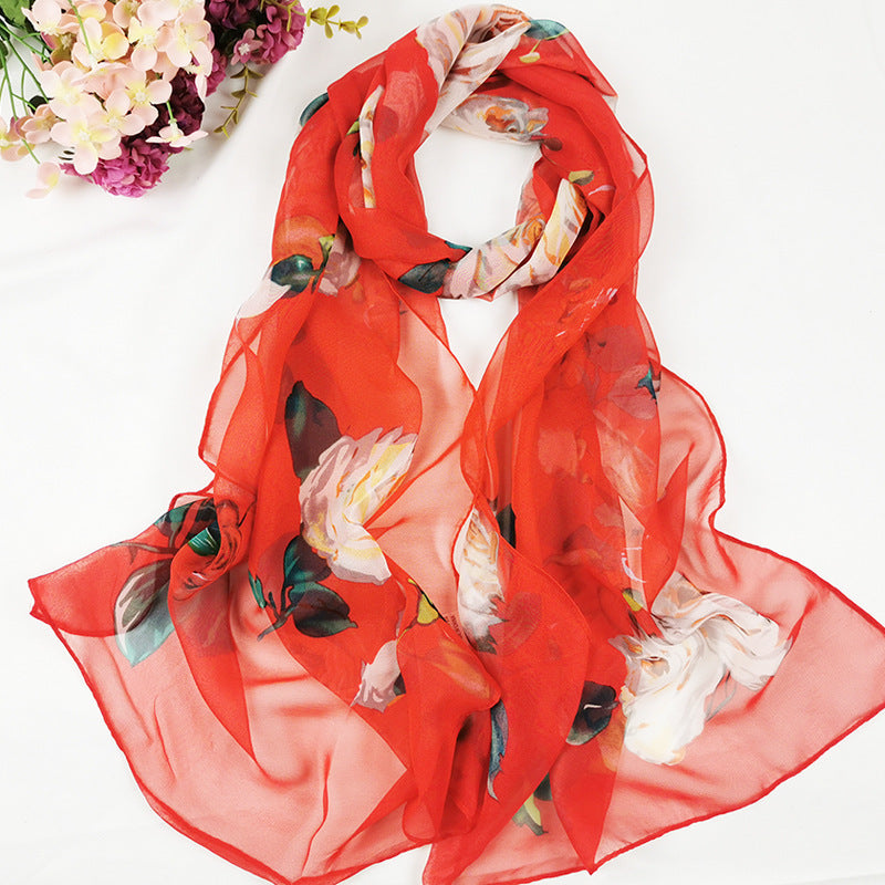 Summer Women's Sunscreen Long Silk Scarf