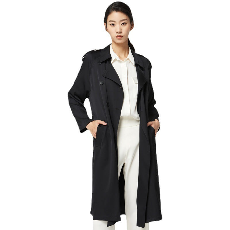 Women's Mid-length Double Silk Trench Coat