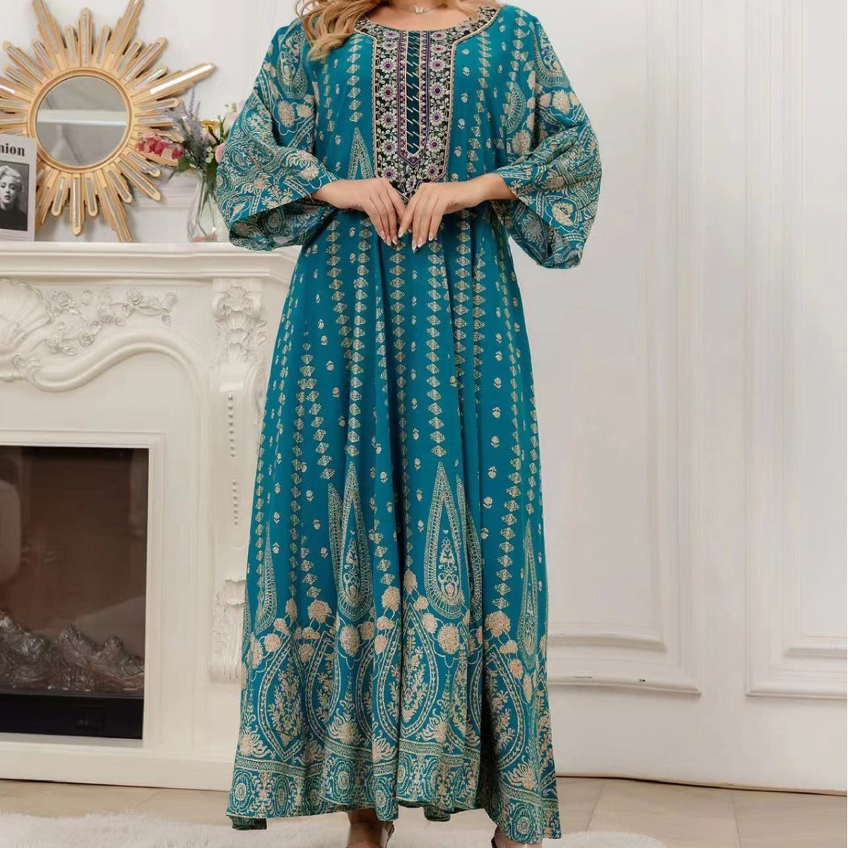 Ladies New Cotton Silk Fashion Floral Dress