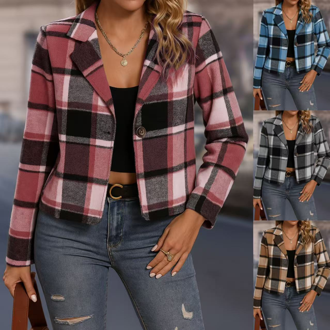 PlaidChic Cropped Blazer