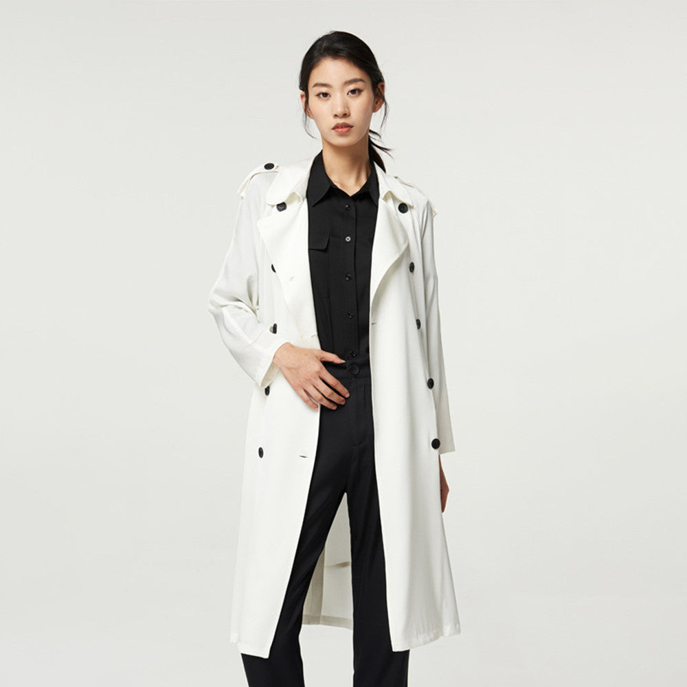 Women's Mid-length Double Silk Trench Coat