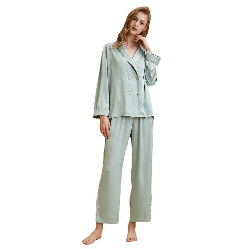 High-grade Ice Silk Satin Home Wear Long Sleeve Thin Suit