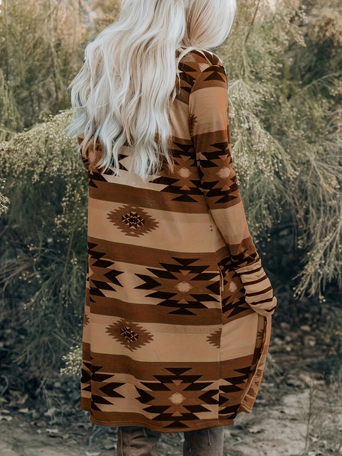 PrismCharm Geometric Open-Front Cardigan