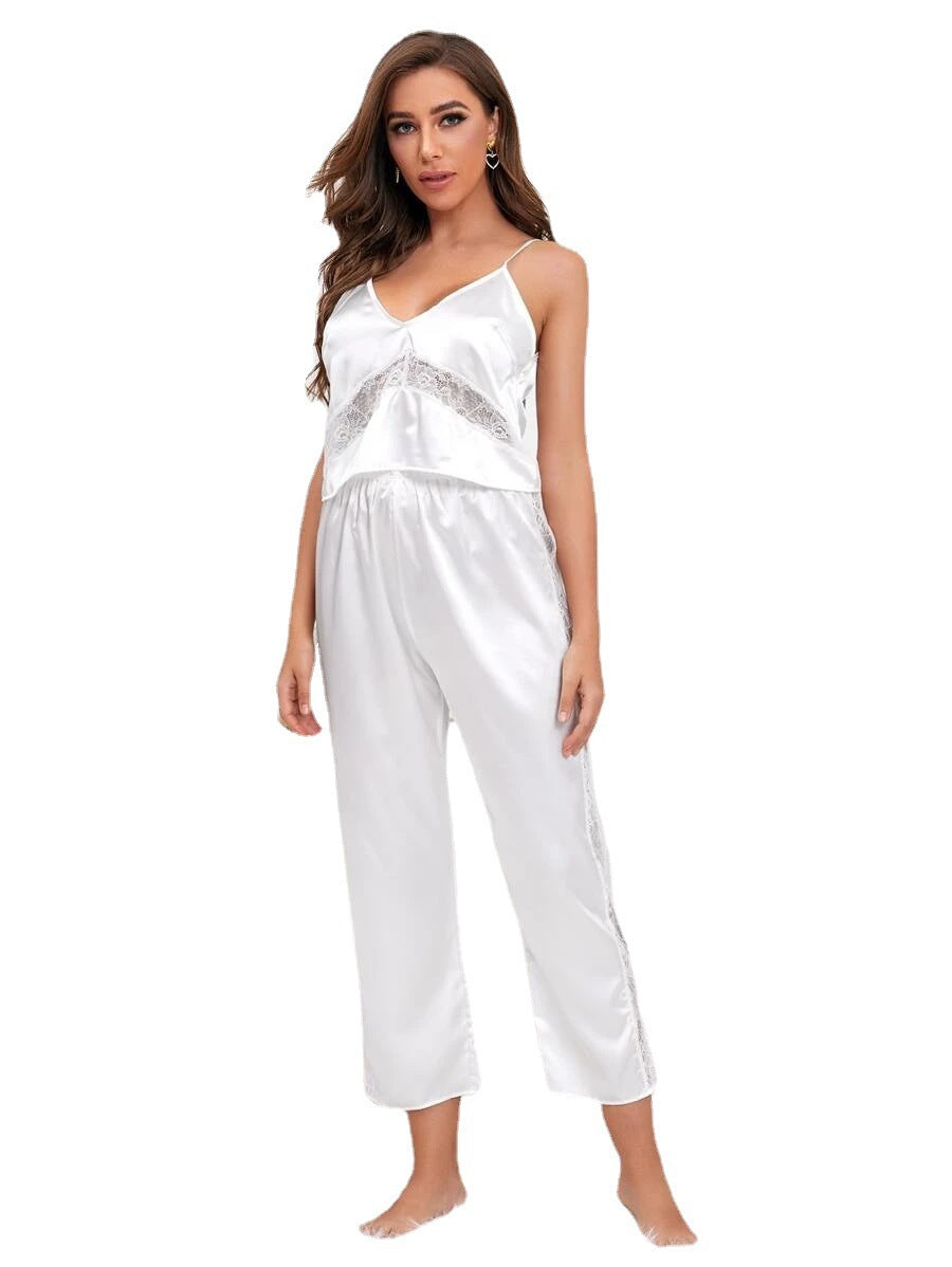Silk Trousers Pajamas Sexy Underwear Set