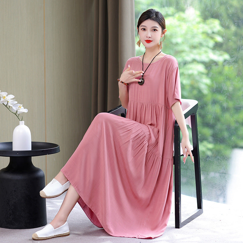 High End Floral Cotton Silk Dress For Women