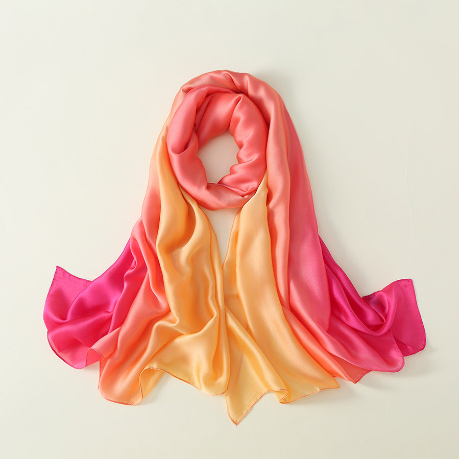 Gradient Silk Scarf Transition Color Lady