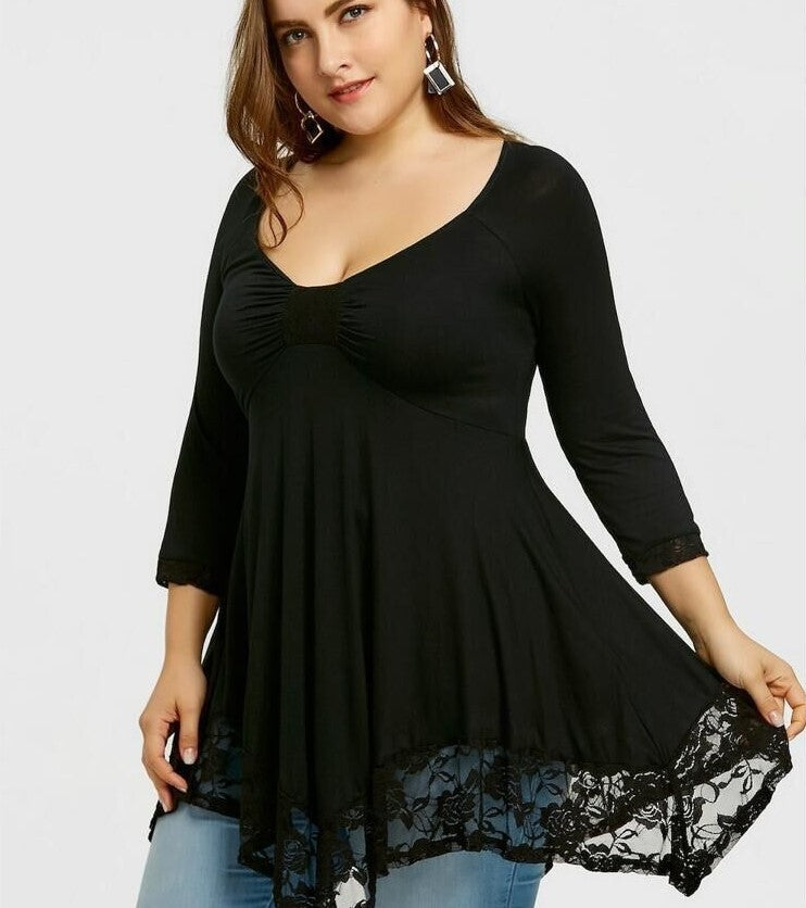 Loose Milk Silk Women's Lace Stitching Dress