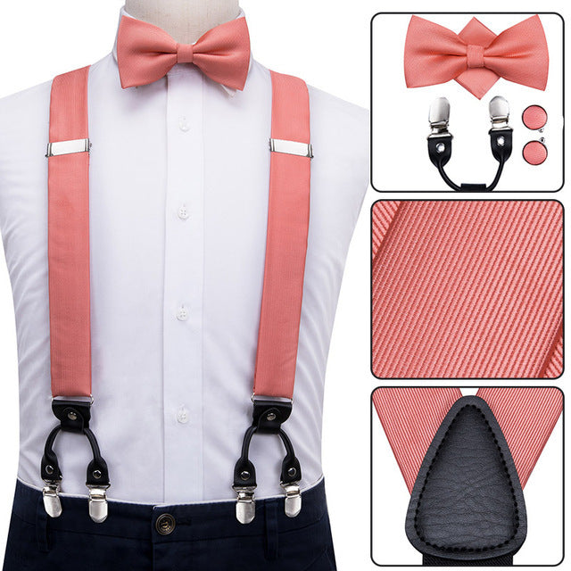 Luxury Silk Men's Sling Leather Metal 6-clip Bra
