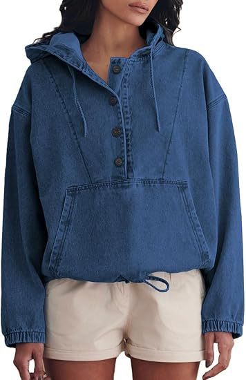 DenimHaven Button Hoodie Pullover