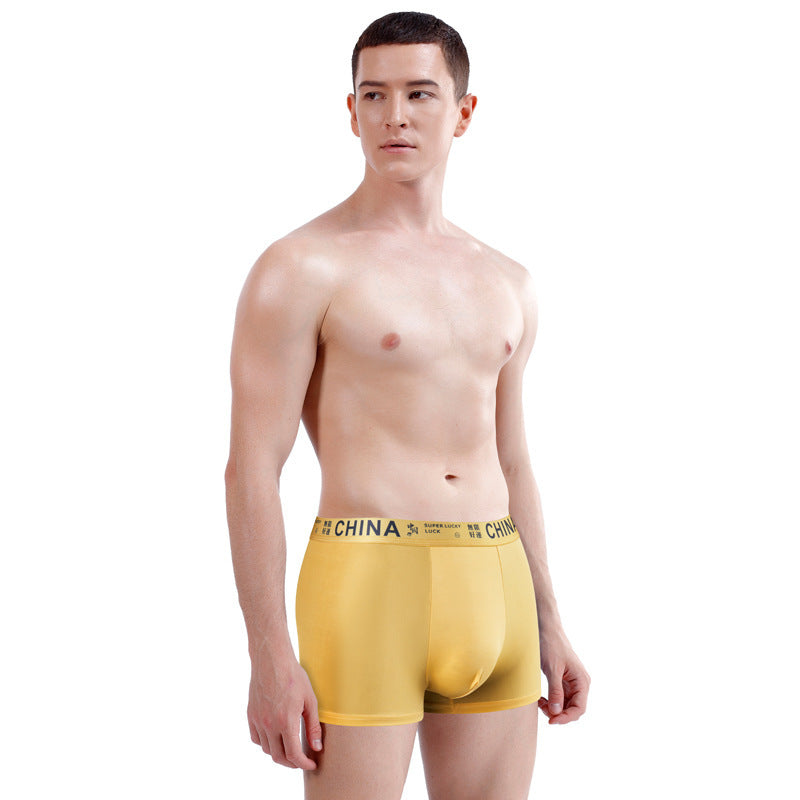 Men's Ice Silk Breathable Sport Letters Printed Underwear