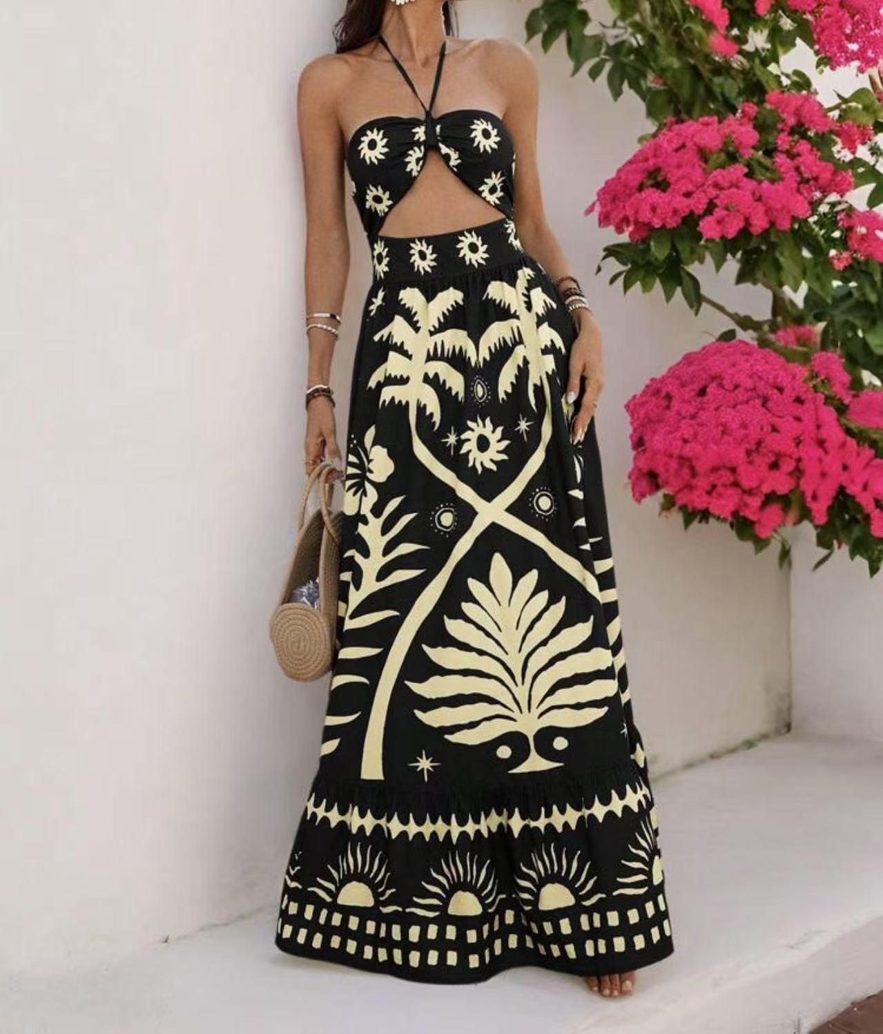 Saffron Bloom Halter Dress