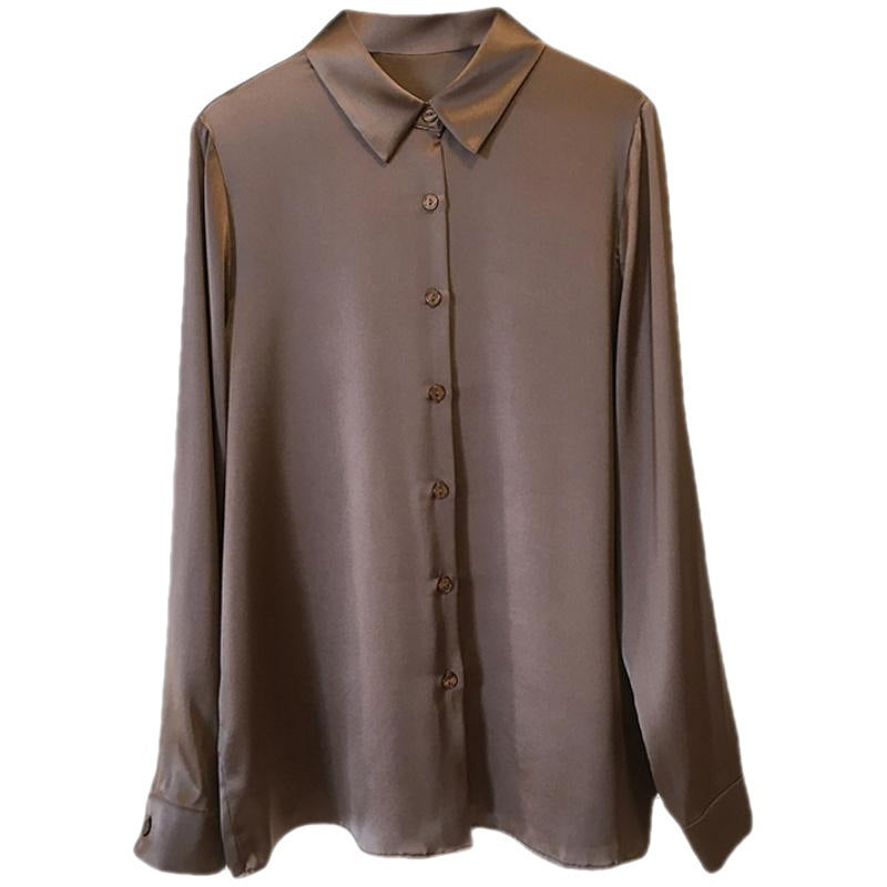 Satin Real Silk Shirt Elegant High-end