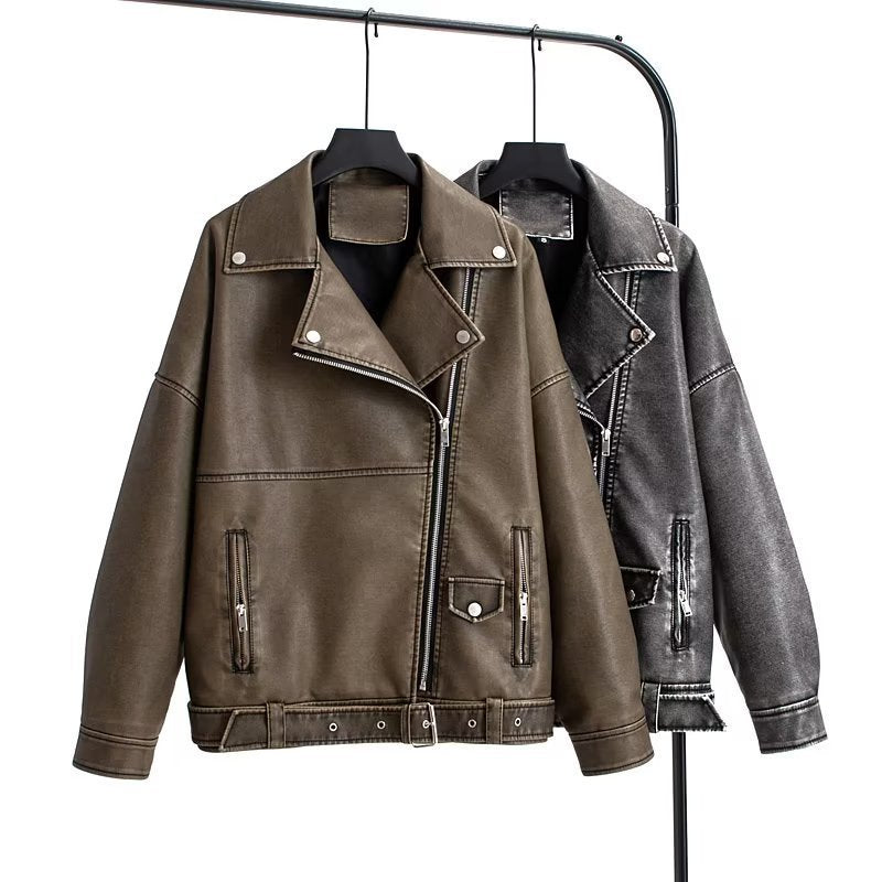 EuroLux Washed PU Leather Jacket