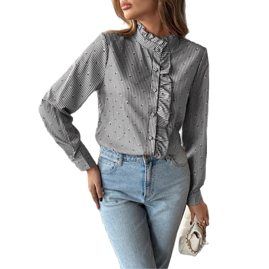 Marivelle Stripe Frill Shirt