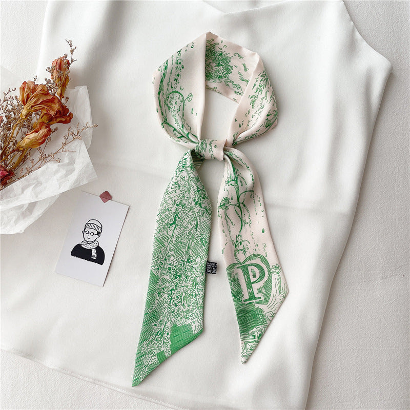 Women's Fashion Creative Letters Silk Scarf