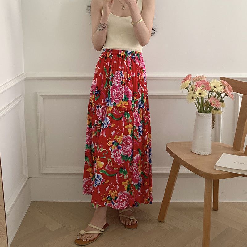 Women's Fashion Elegant Floral Cotton Silk Home Dress
