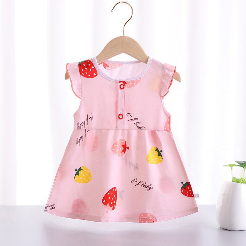 Girls Fashion Print Thin Cotton Silk Dress